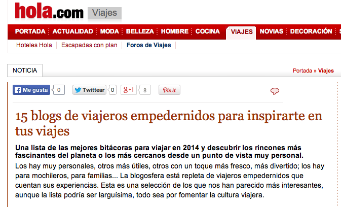 Mención en hola.com